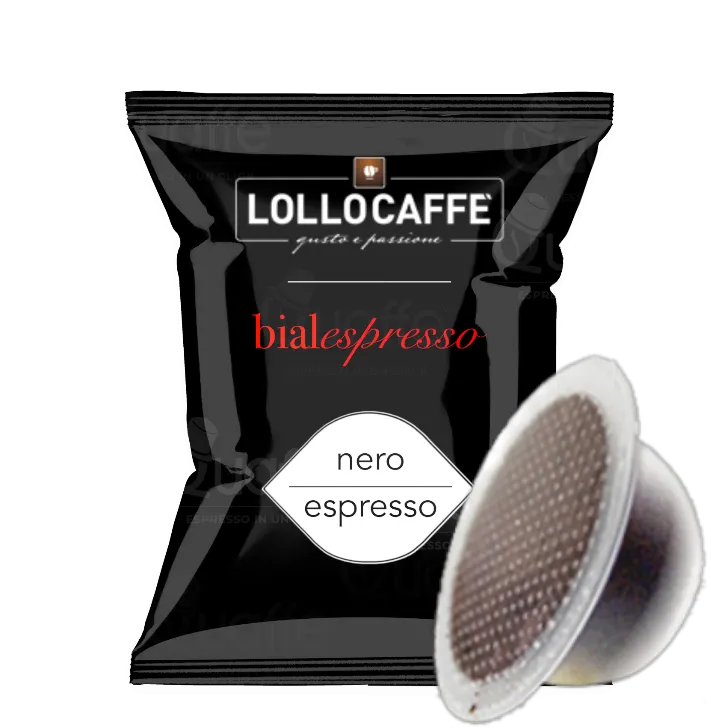 100 Lollo Caffè Compatibili BIALETTI Miscela Nera Capsule - Intenso Cremoso