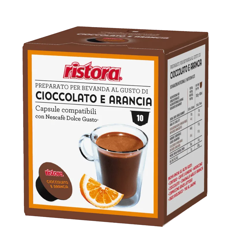 10 Capsule CIOCCOLATO E ARANCIA Ristora - compatibili Nescafé Dolce Gusto