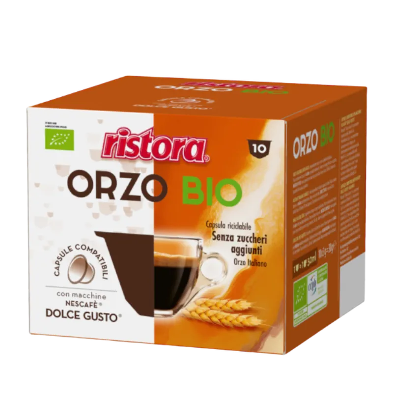 10 Orzo Biologico Capsule Ristora Compatibili Nescafé Dolce Gusto