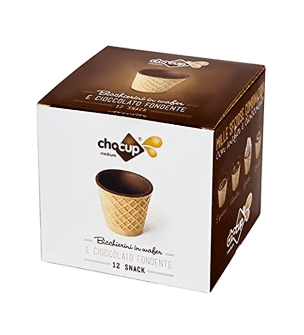 12pz Chocup Medium Tazze Wafer con Cioccolato 60ml - Per Caffè