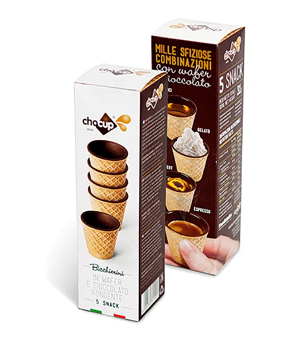 5pz Chocup Mini Bicchieri Wafer con Cioccolato 30ml - Per Caffè