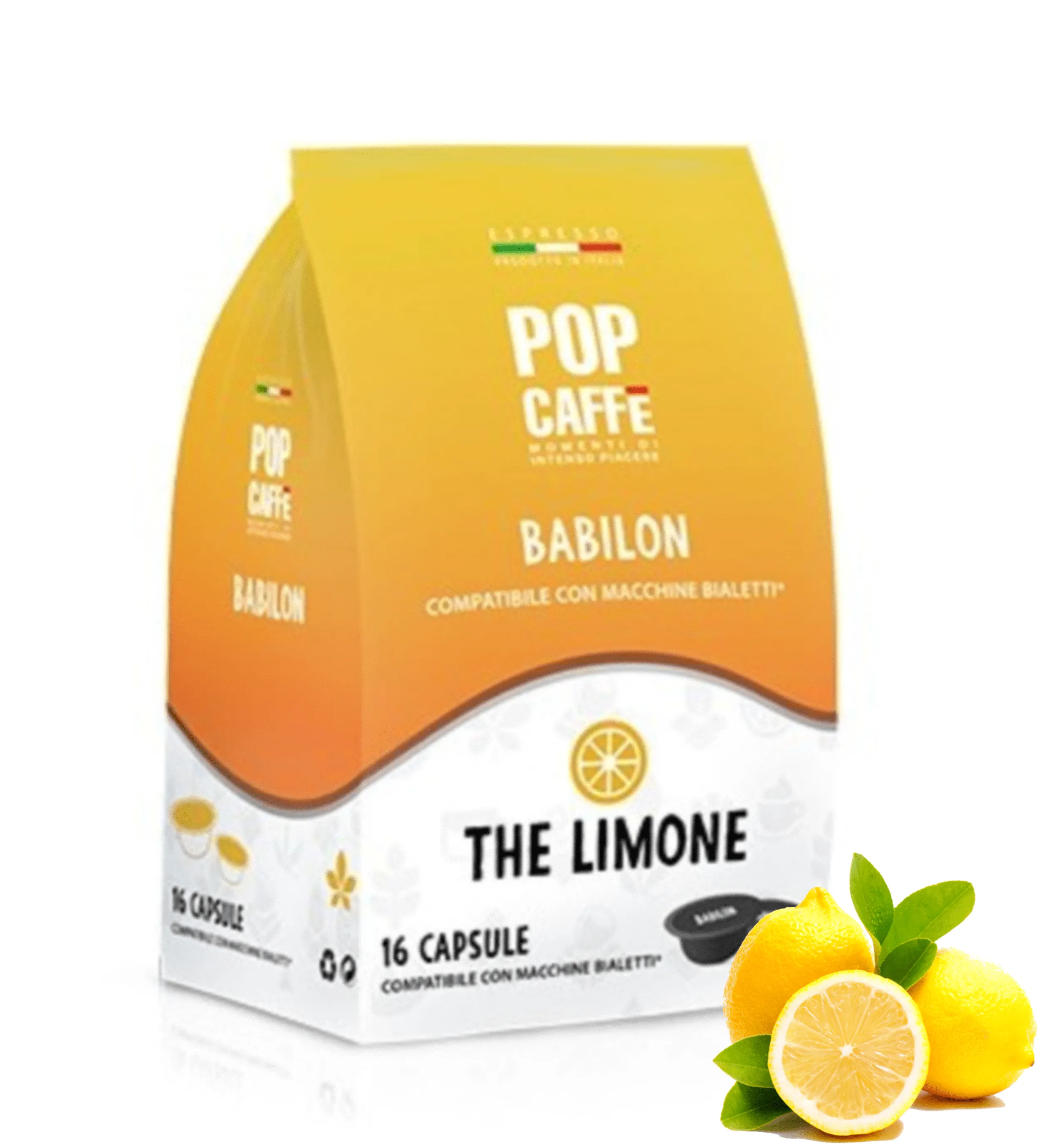 16 Capsule Tè Limone Pop Caffè - compatibili Bialetti