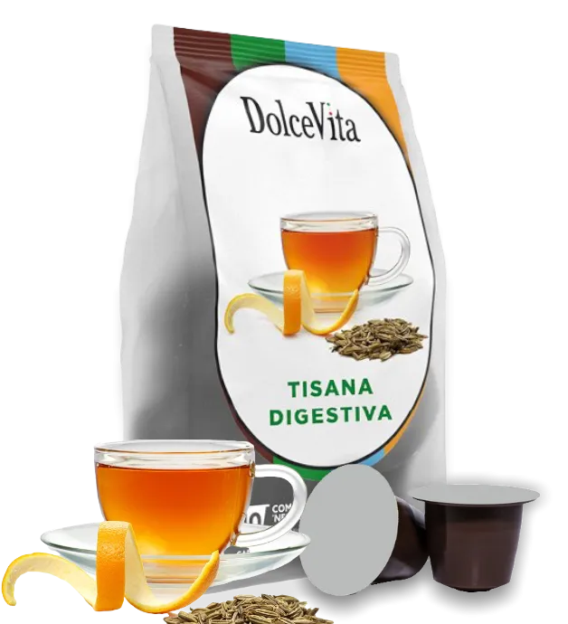 10 Capsule Dolce Vita Tisana Digestiva Compatibili Nespresso - Arancia Finocchio