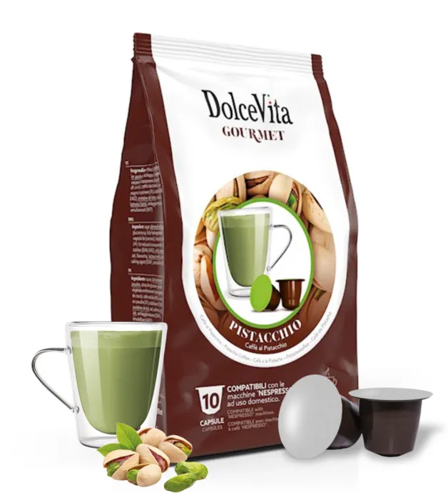 10pz Pistachio Dolce Vita Capsule Nespresso - Caffè Gusto Pistacchio