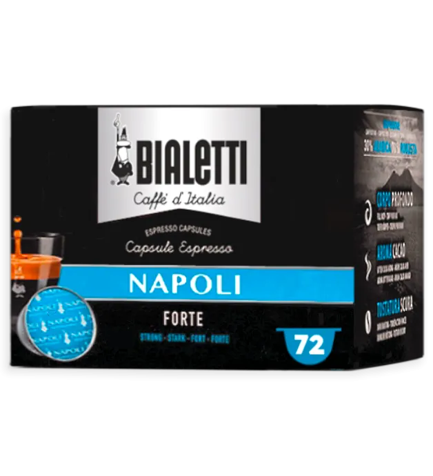 72 Capsule Bialetti Miscela Napoli Scatola Originale - Intensità 10
