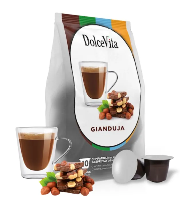 10pz Gianduja Dolce Vita Capsule Nespresso - Caffè Cioccolato Nocciola