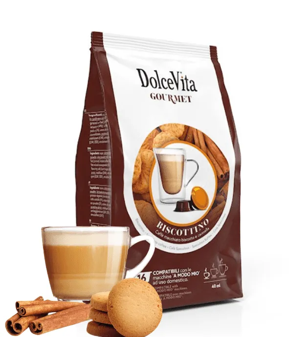 Biscottino Dolce Vita 16 capsule - Lavazza A Modo Mio - Cappuccino al Biscotto