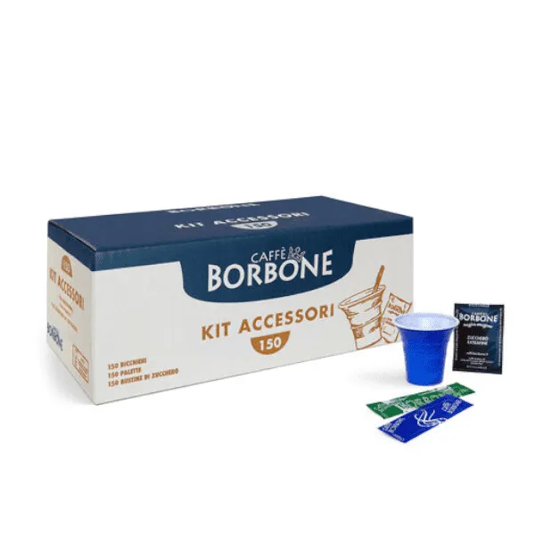 Borbone Kit Accessori 150 pezzi - Palettine, Bicchieri e Zucchero