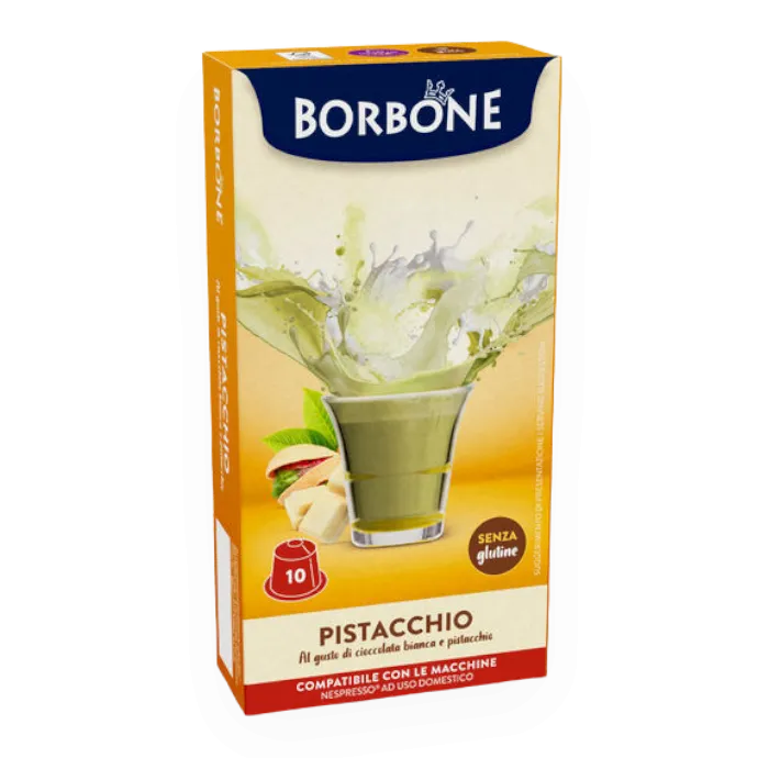 10 Capsule Cioccolato Bianco con PISTACCHIO Borbone NESPRESSO