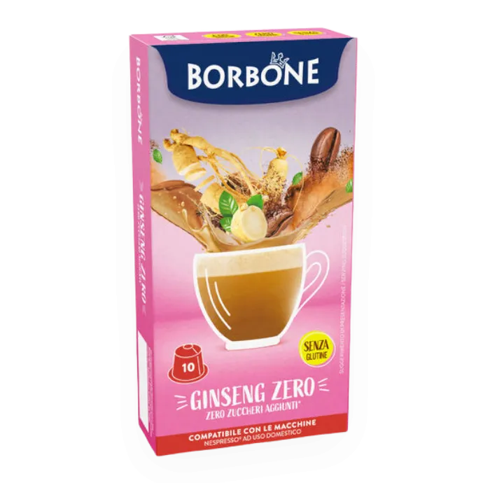 10 capsule Ginseng Zero Borbone Compatible NESPRESSO - senza glutine