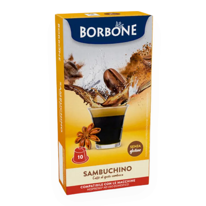 10 capsule Sambuchino Borbone Compatible NESPRESSO - senza glutine