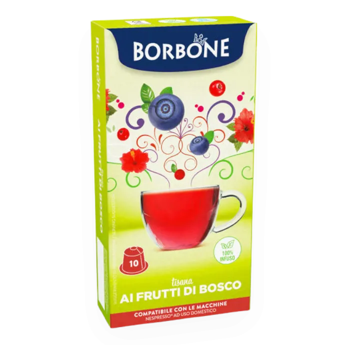 10 capsule Borbone Tisana Frutti di Bosco Compatibile NESPRESSO  - 100% infuso