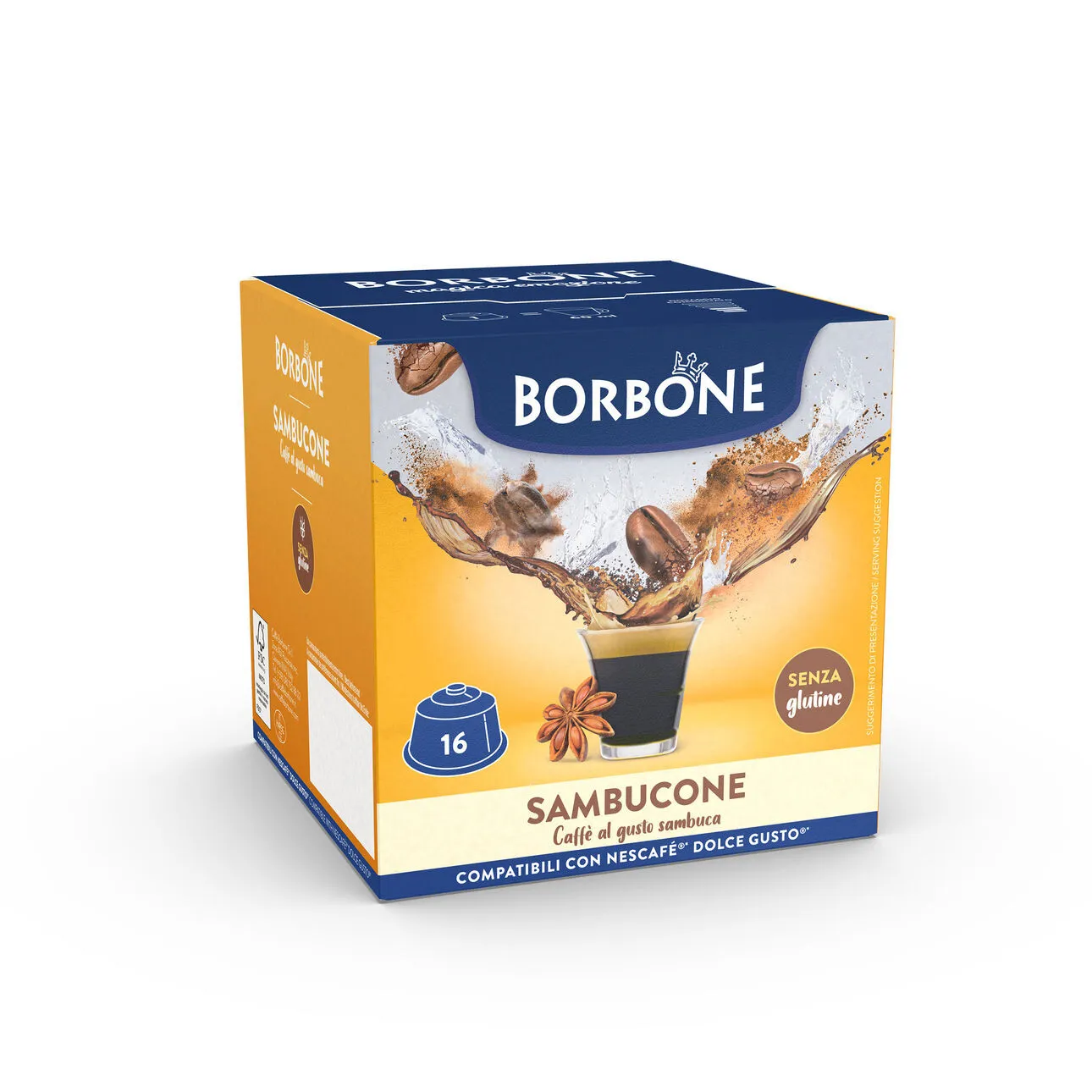 16 capsule Sambucone Borbone NESCAFÈ DOLCE GUSTO Compatible - senza glutine