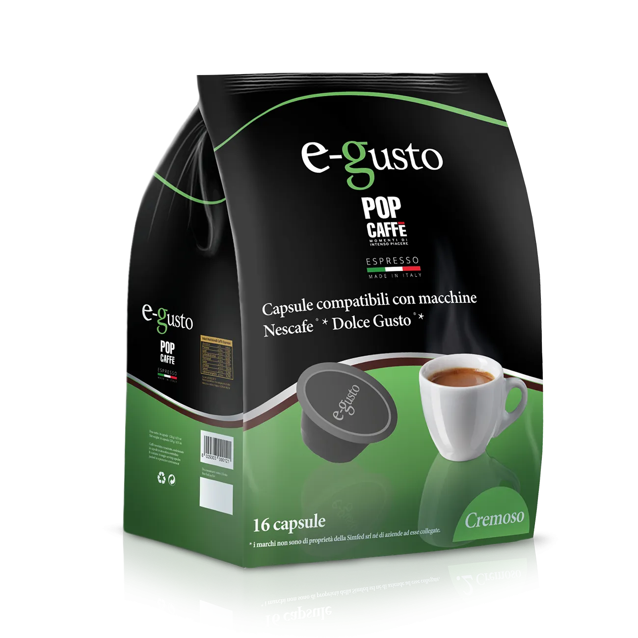 16 capsule Pop Caffè Miscela CREMOSO e-Gusto compatibile Dolce Gusto