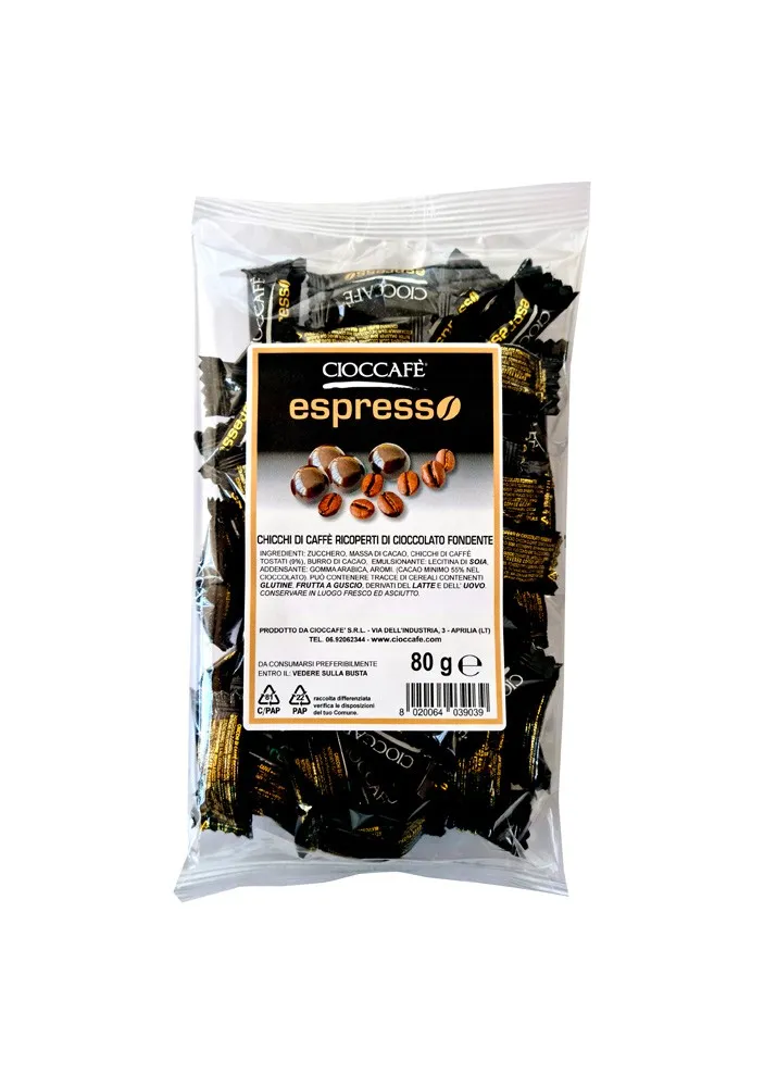 Cioccafè ESPRESSO Chicchi di caffè al Cioccolato Fondente 80g