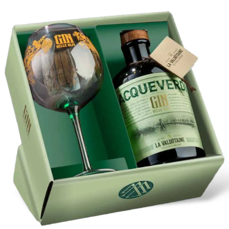 GIN ACQUEVERDI La Valdotaine -1000ml Confez. Regalo con bicchiere