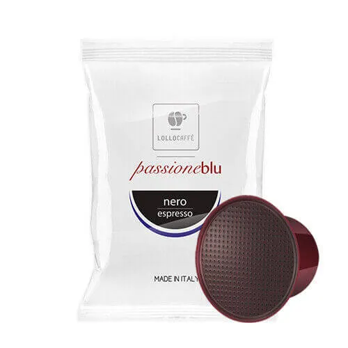 Lollo Caffè Passione Blu Miscela Nera capsule compatibili Lavazza Blue / In Black 100