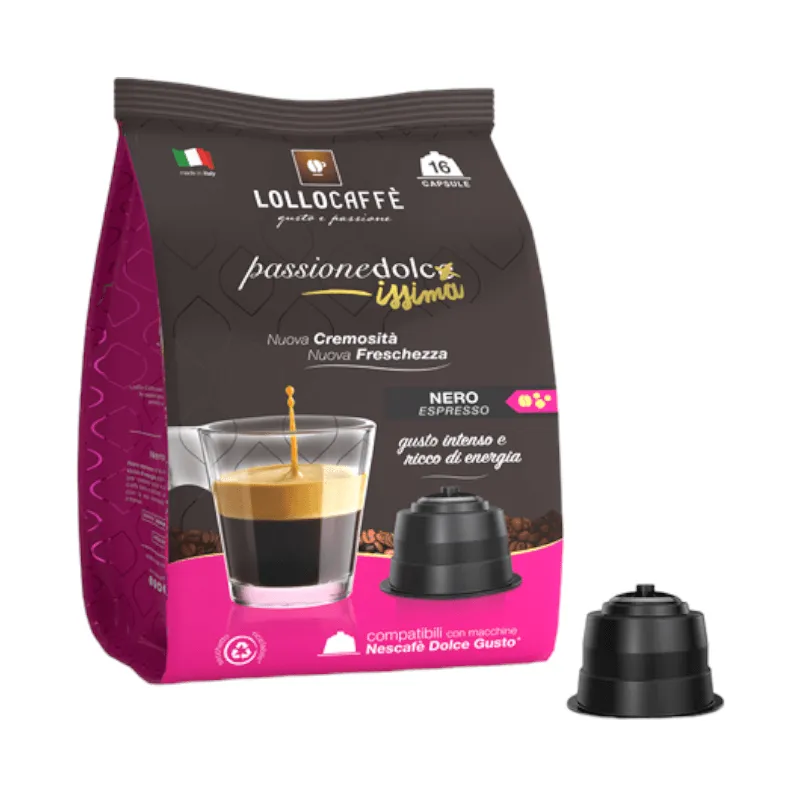 Lollo Caffè Passione Dolcissima Miscela Nera compatibile Dolce Gusto 16 capsule