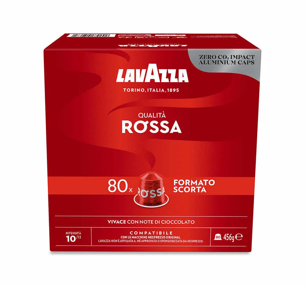 80 Capsule Caffè Lavazza Qualità Rossa compatibili Nespresso Alluminio
