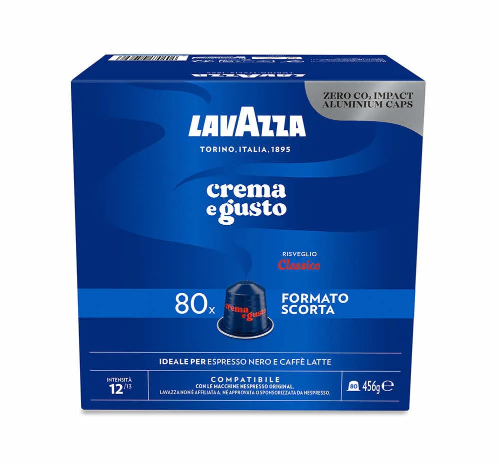 80 Capsule Caffè Lavazza Crema e Gusto Classico compatibili Nespresso Alluminio