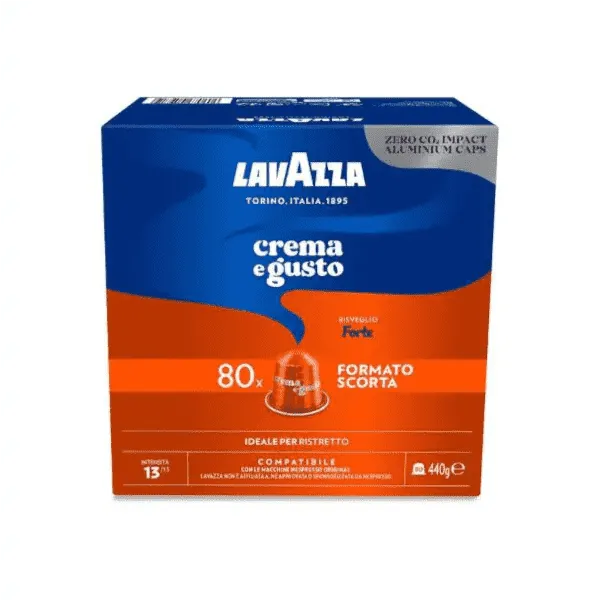 80 Capsule Caffè Lavazza Crema e Gusto FORTE compatibili Nespresso Alluminio