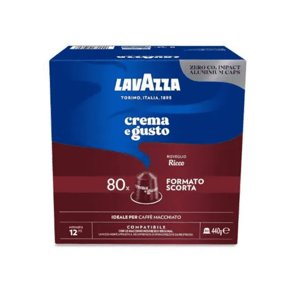 80 Capsule Caffè Lavazza Crema e Gusto RICCO compatibili Nespresso Alluminio