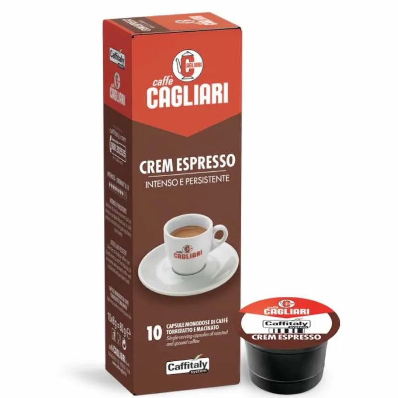 10 Capsule Miscela Crem Espresso Caffè Cagliari Caffitaly System