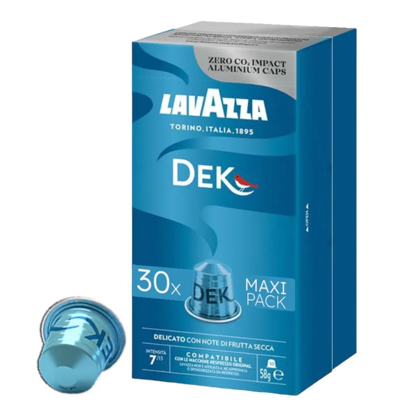 30 Capsule Caffè Lavazza DEK Decaffeinato compatibili Nespresso Alluminio