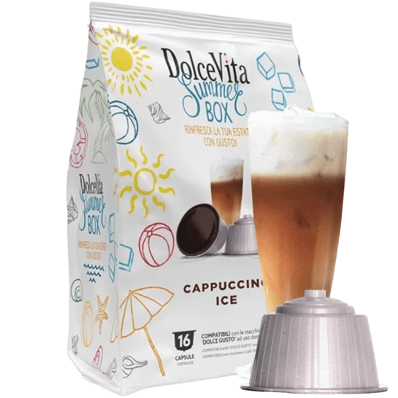 16 Capsule Dolce Vita CAPPUCCINO ICE compatibili NESCAFE DOLCE GUSTO Summer Box