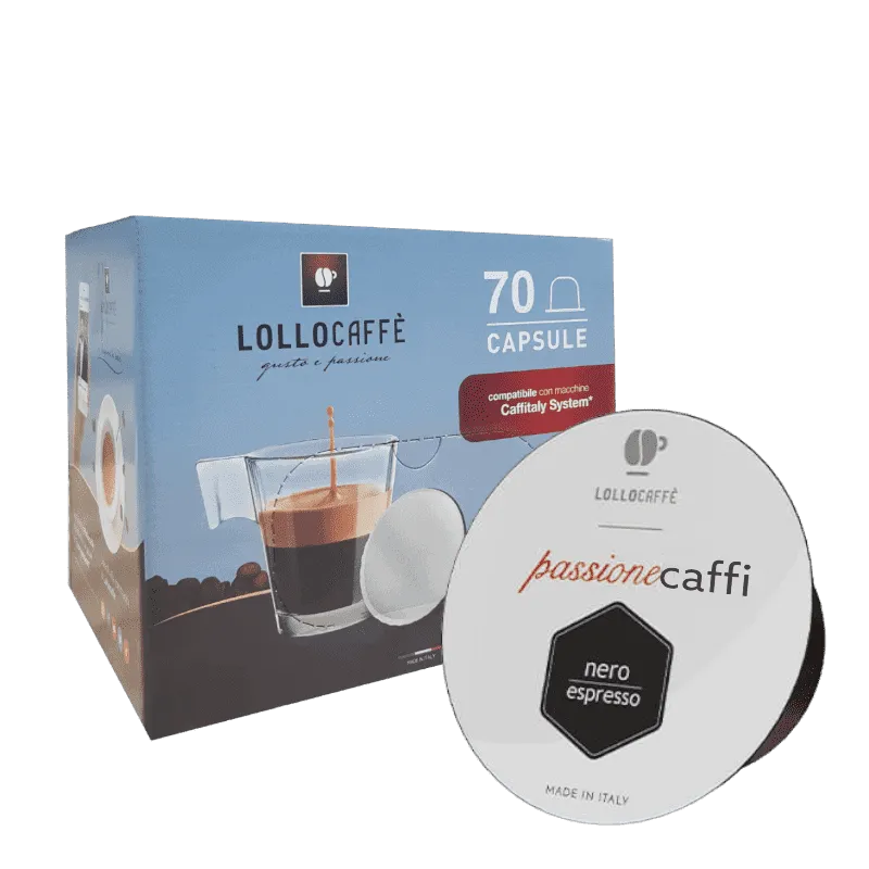70 Capsule Lollo Caffè PassioneCaffi Miscela Nera COMPATIBILI Caffitaly