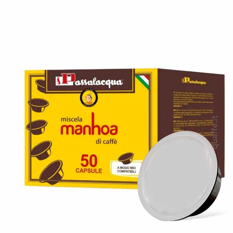 50 Capsule Caffè Passalacqua Compatibili Lavazza a Modo Mio Miscela MANHOA