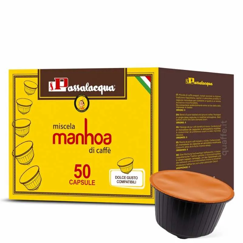 50 Capsule Caffè Passalacqua Compatibili Nescafè Dolce Gusto Miscela MANHOA