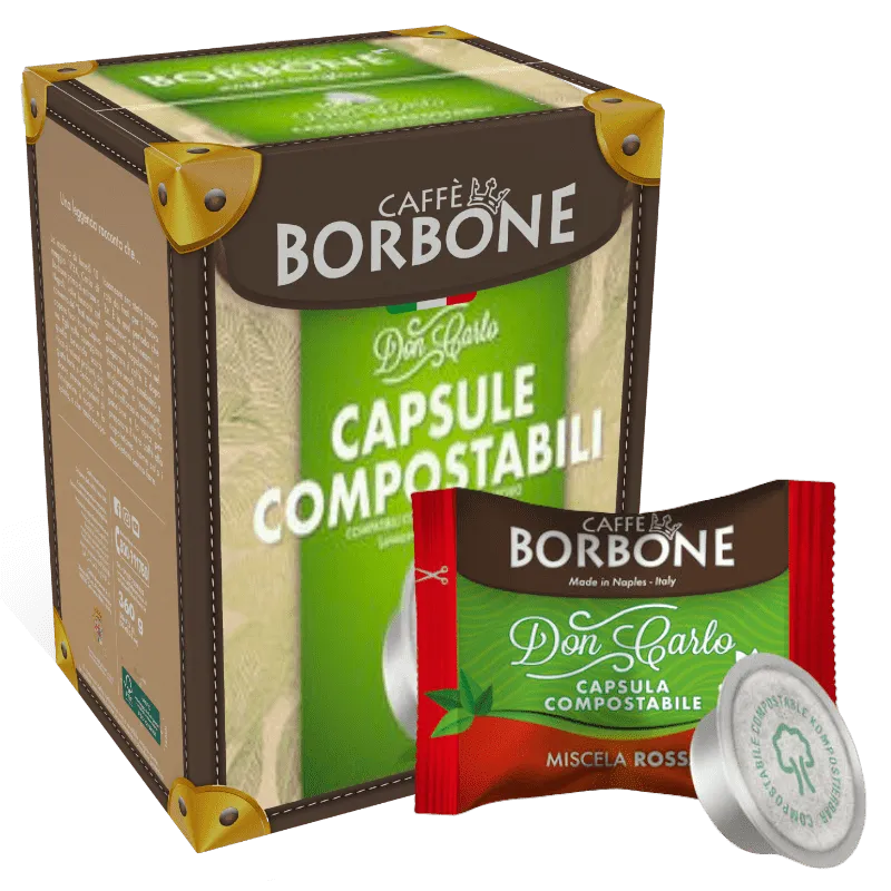 50 Capsule BORBONE Rossa Don Carlo COMPOSTABILI per Lavazza A Modo Mio