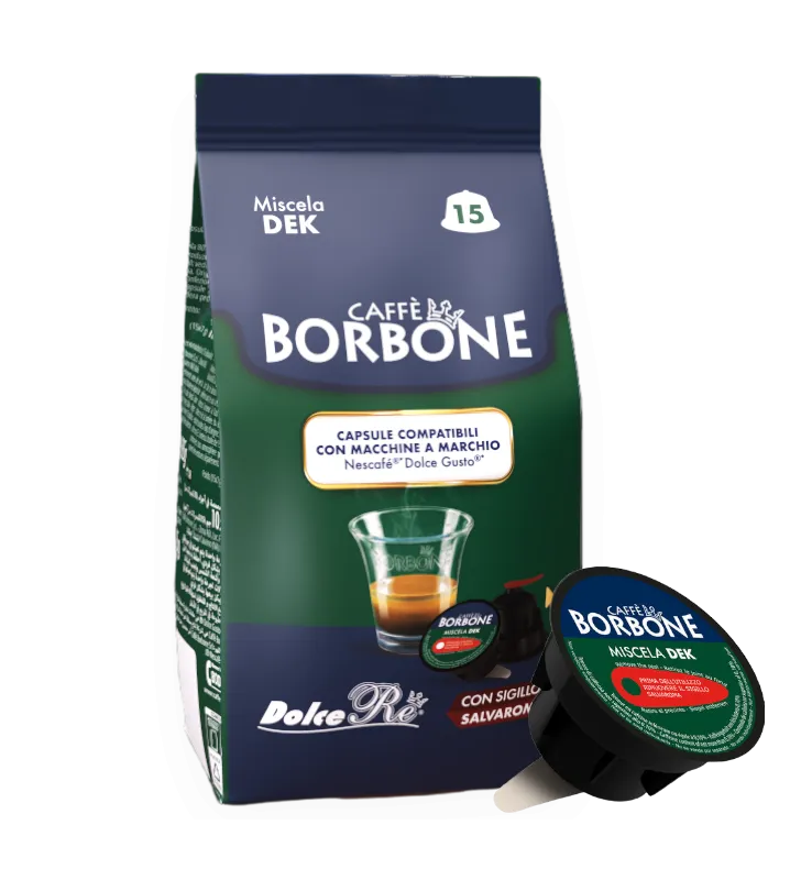 15 capsule Caffè Borbone Dolce Gusto DECAFFEINATO Dolce Re - Miscela Verde