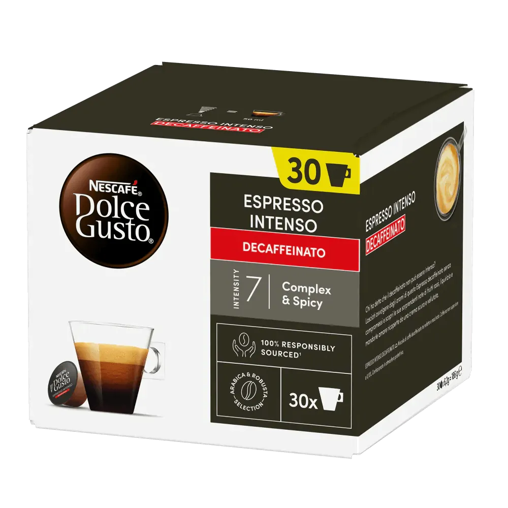 30 Capsule Caffè ESPRESSO INTENSO DECAFFEINATO originali Nescafè Dolce Gusto