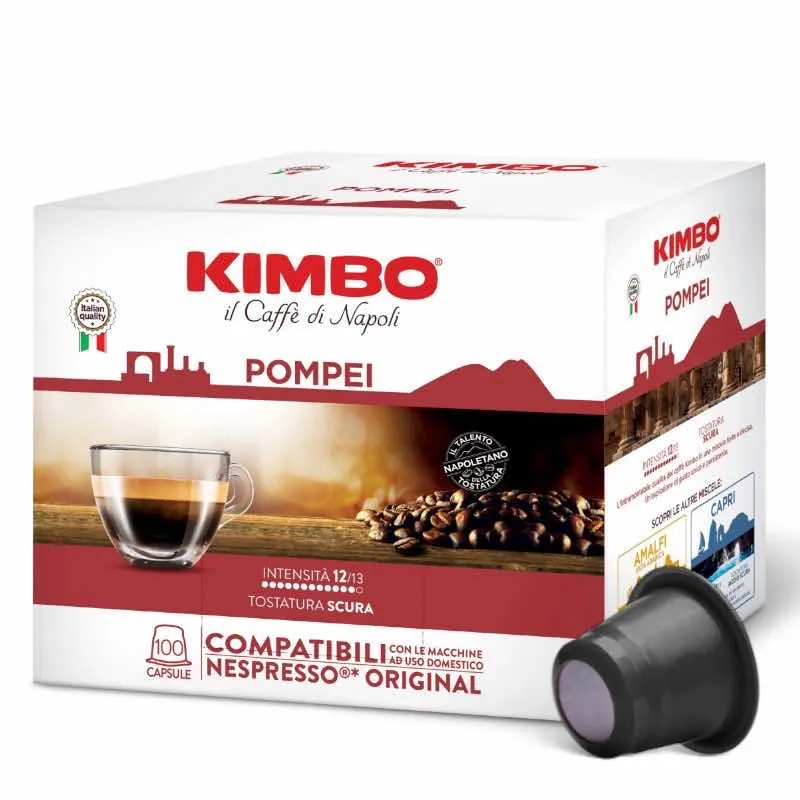 100 Capsule Caffè KIMBO Compatibili Nespresso - Miscela Pompei