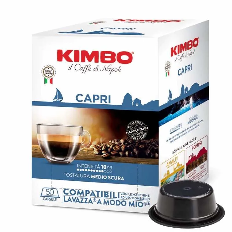 50 Capsule Caffè KIMBO Compatibili Lavazza a Modo Mio - Miscela Capri