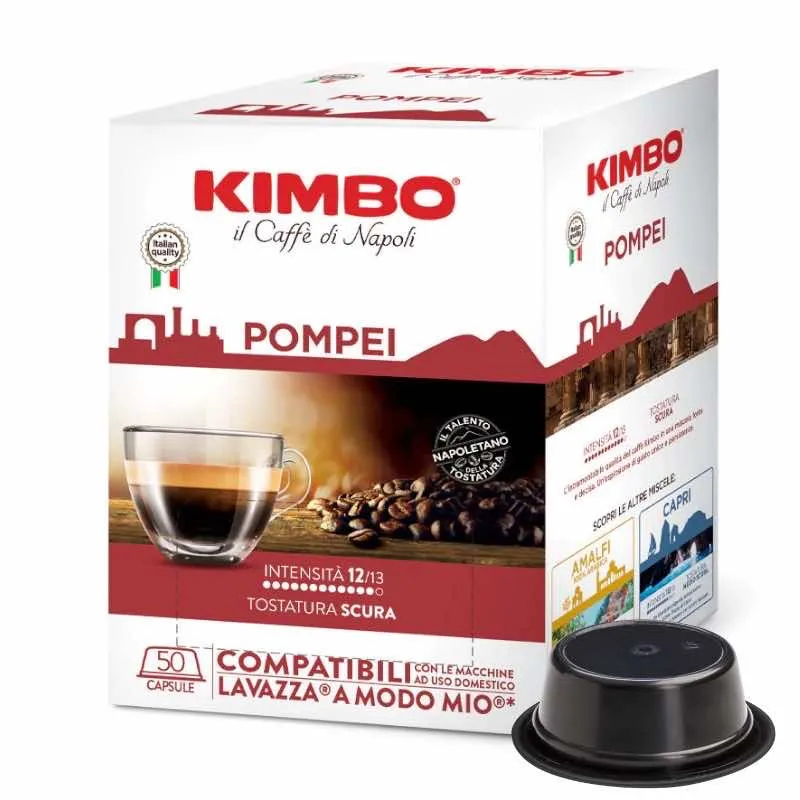 50 Capsule Caffè KIMBO Compatibili Lavazza a Modo Mio - Miscela Pompei