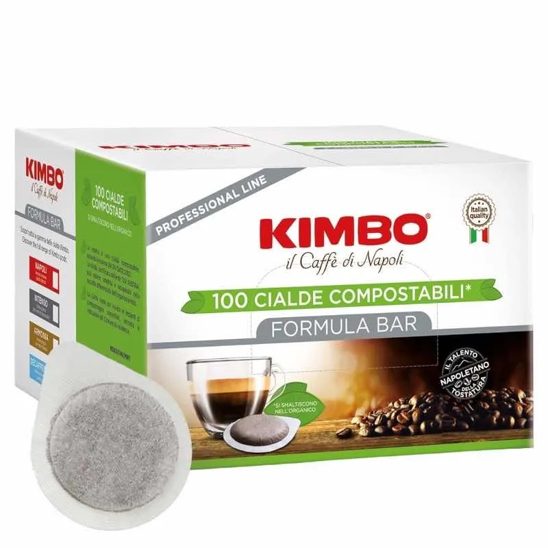 100 Cialde KIMBO Compostabili ESE 44 - Napoli DEK Decaffeinato