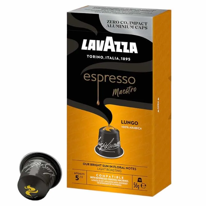 10 Capsule Caffè Lavazza Espresso Maestro Lungo compatibili Nespresso Alluminio
