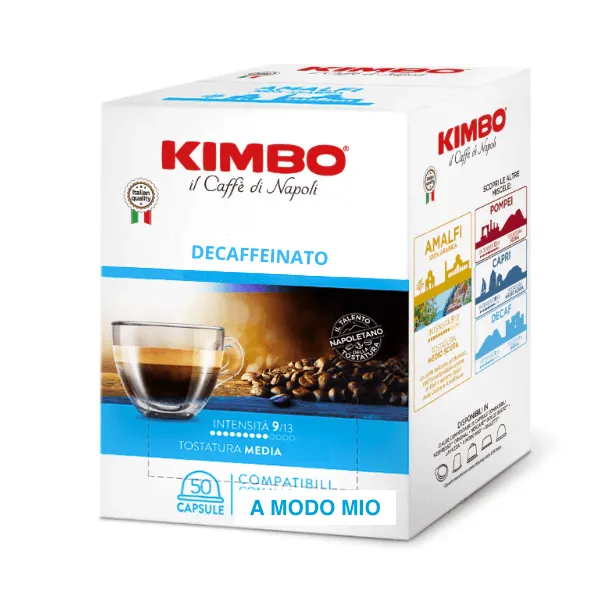 50 Capsule Caffè KIMBO Compatibili Lavazza a Modo Mio - DECAFFEINATO