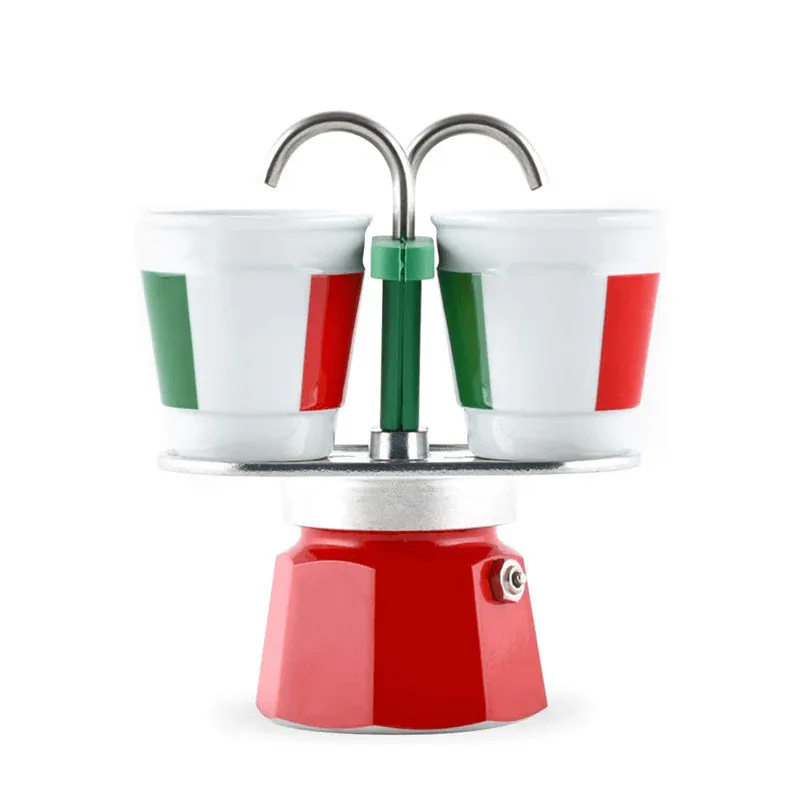 Bialetti - Caffettiera Mini Express con 2 Bicchieri, Capacità 2 Tazze