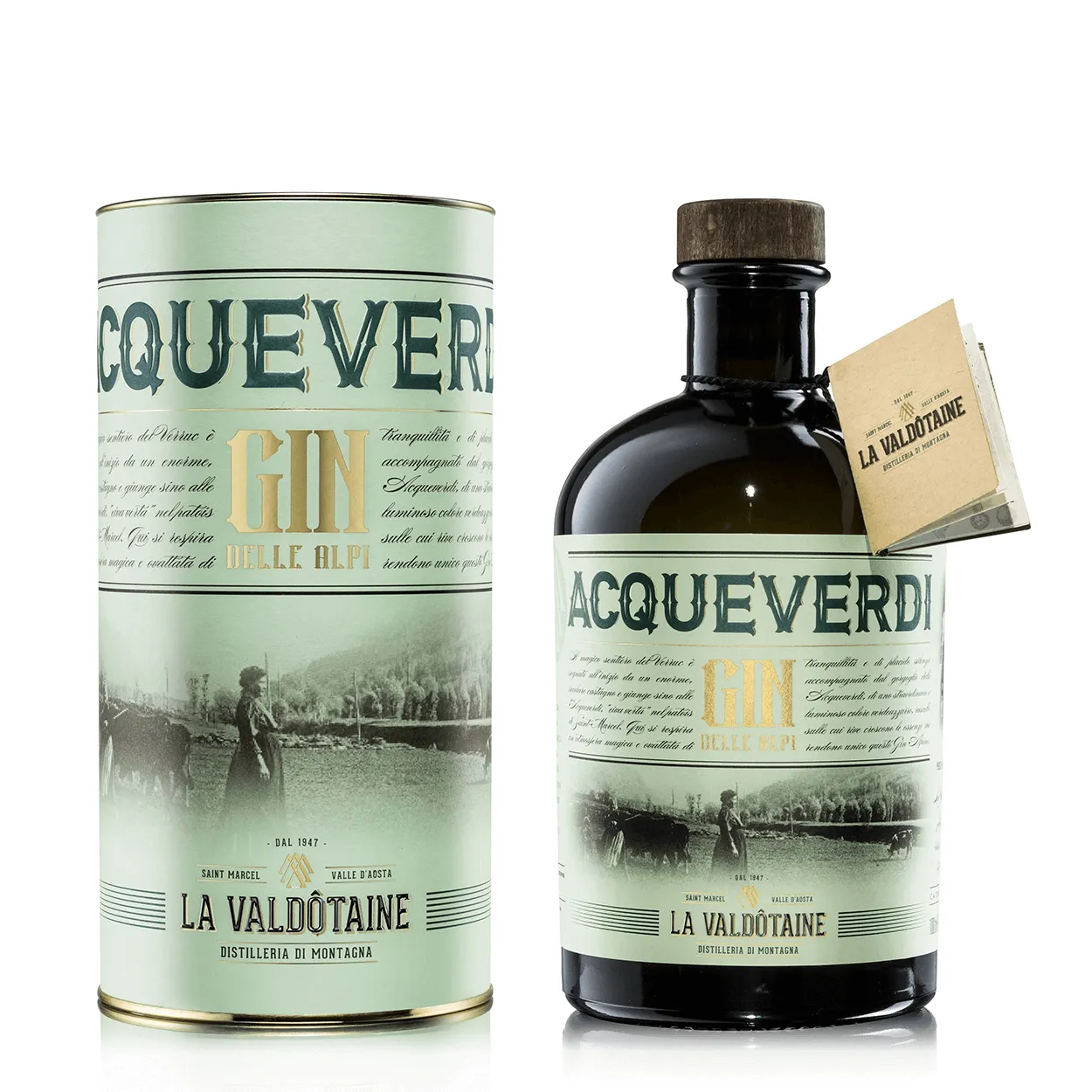 GIN ACQUEVERDI La Valdotaine -Bottiglia con Tubo 1.0L