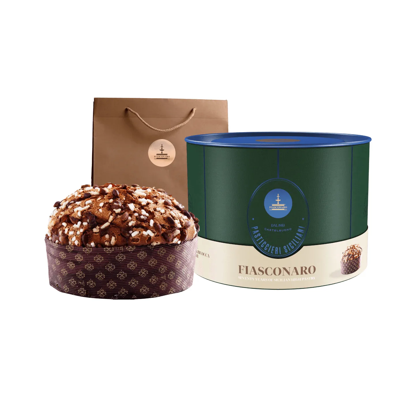Panettone Fiasconaro Ananas, Albicocca e Pistacchi, Scatola Elegante 1 kg