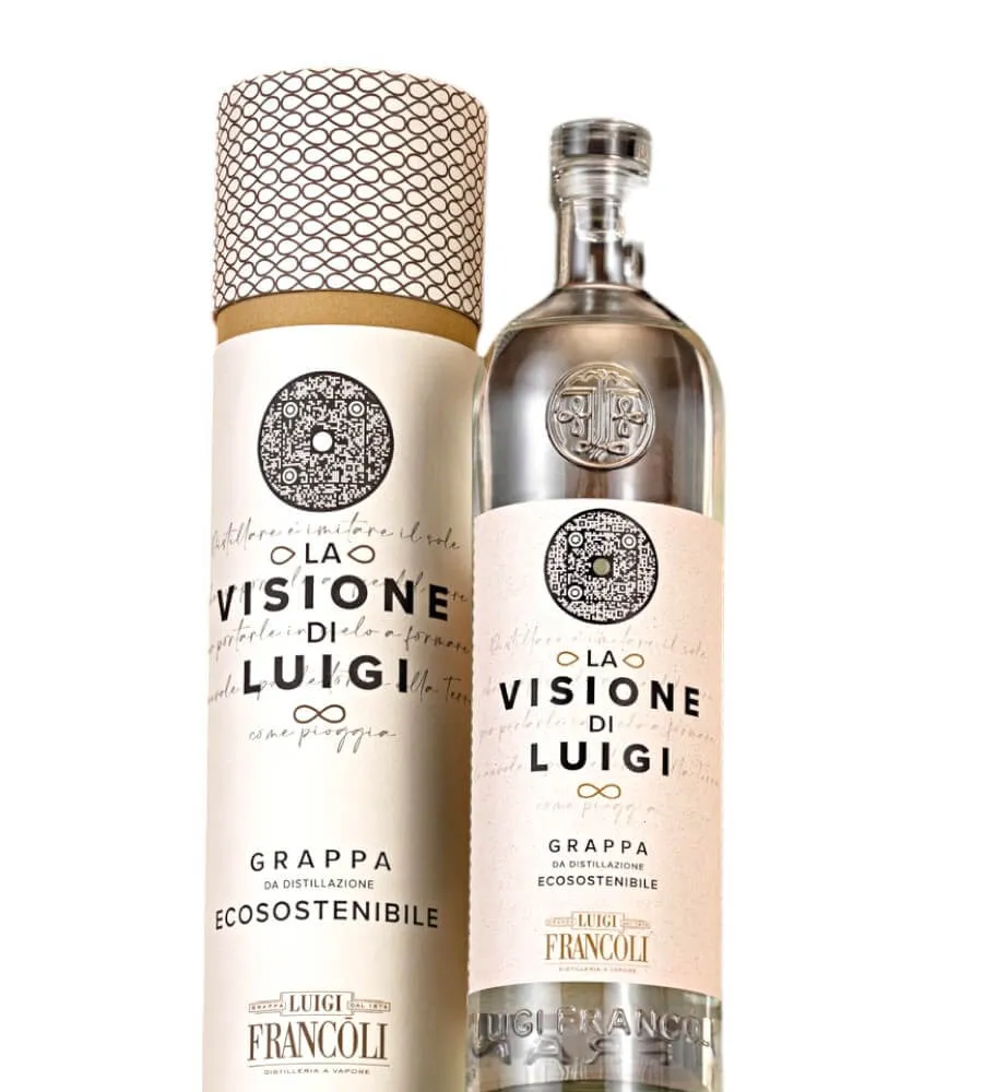 La Visione di Luigi Francoli Grappa Bianca 700 ml + Tubo