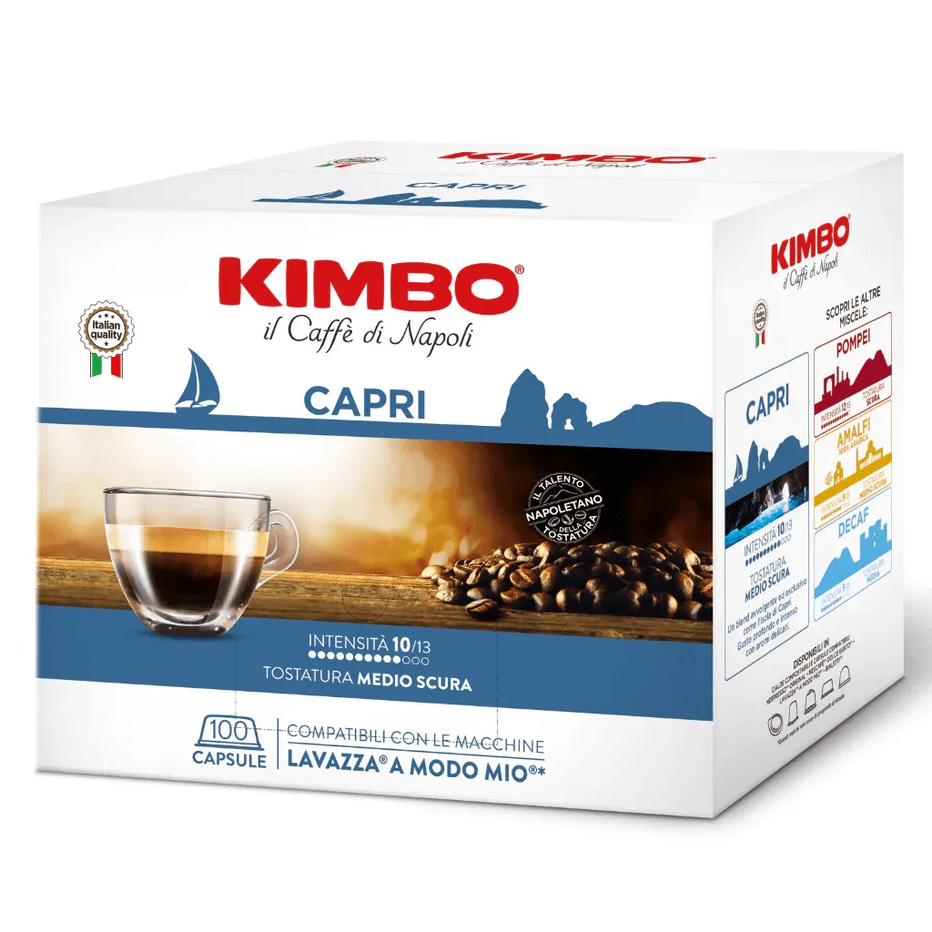 100 Capsule Caffè KIMBO Compatibili Lavazza a Modo Mio - Miscela Capri