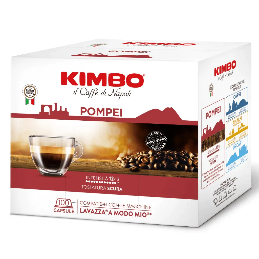 100 Capsule Caffè KIMBO Compatibili Lavazza a Modo Mio - Miscela Pompei