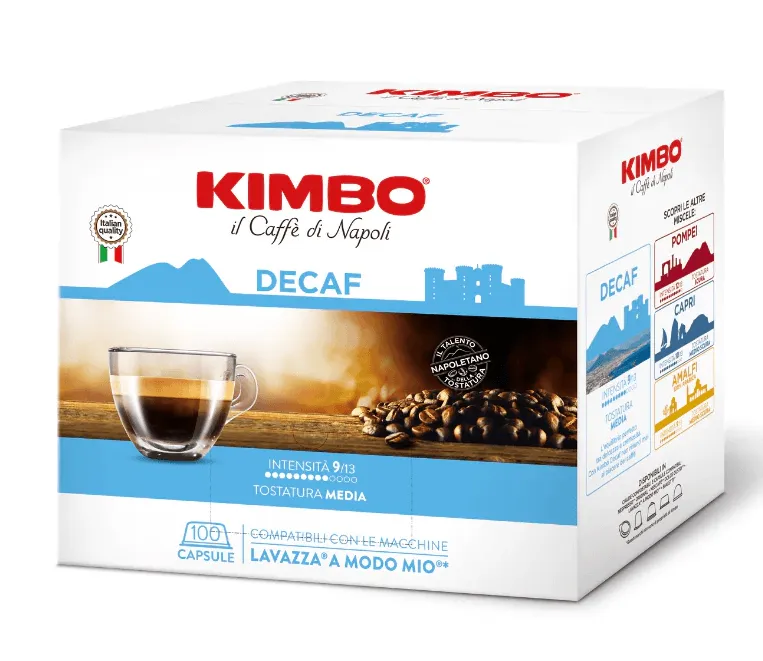 100 Capsule Caffè KIMBO Compatibili Lavazza a Modo Mio - DECAFFEINATO
