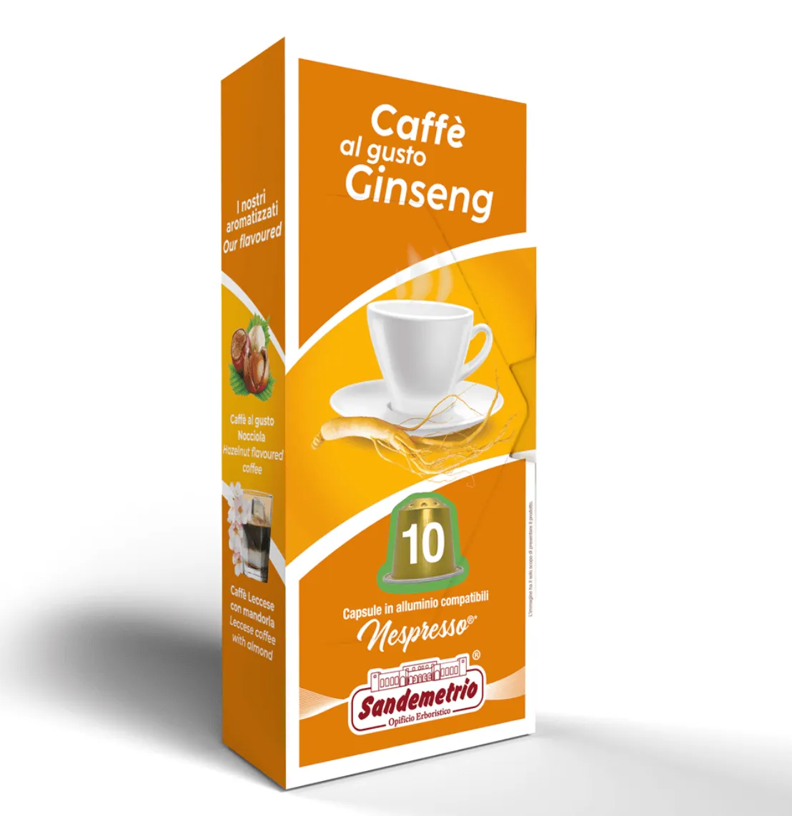 10 Capsule Caffè al Gusto Ginseng Sandemetrio Compatibili Nespresso