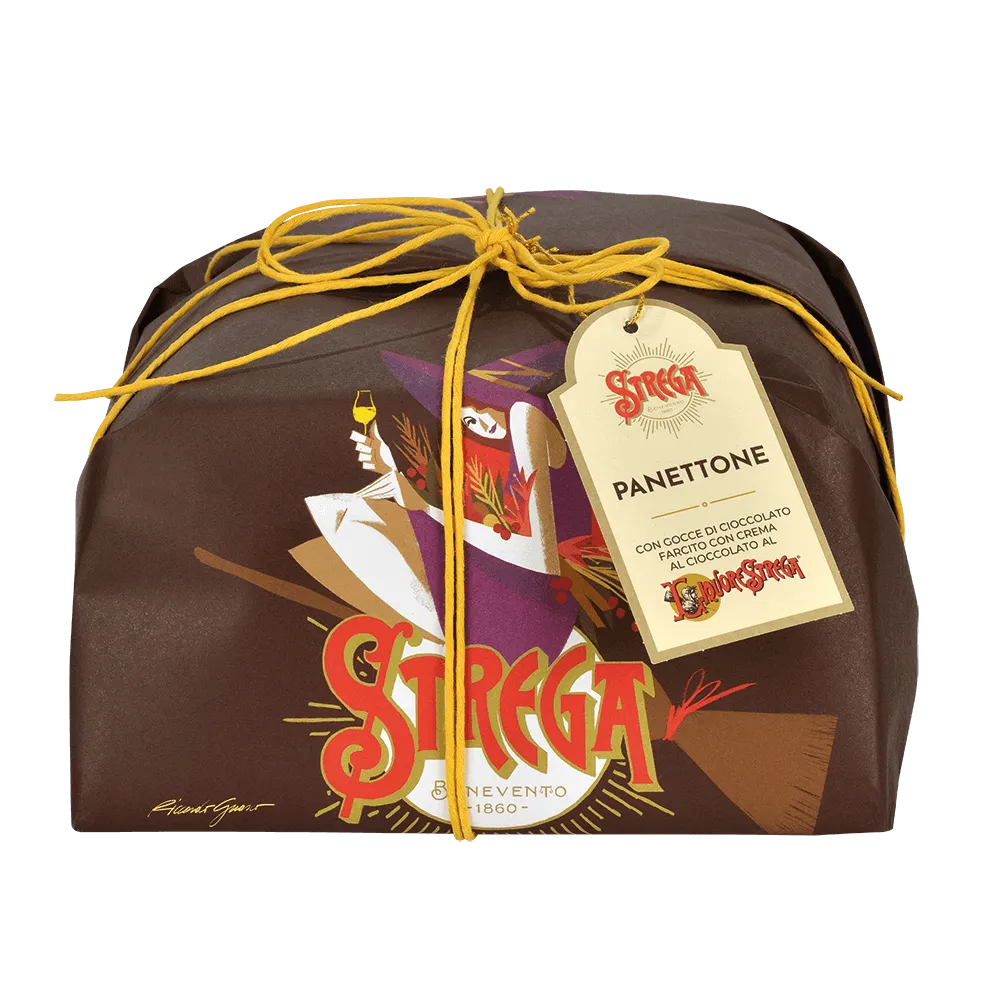 Panettone farcito con crema al cioccolato al Liquore Strega 1Kg